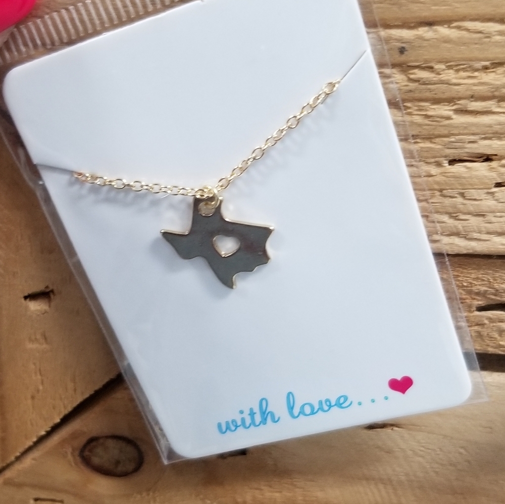 FASHION TEXAS NECKLACE WITH HEART 18" CHAIN